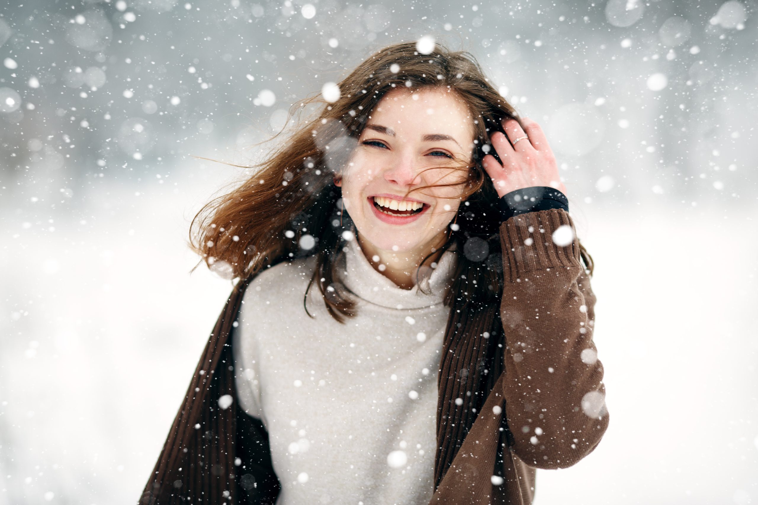 Smiling person outdoors in winter